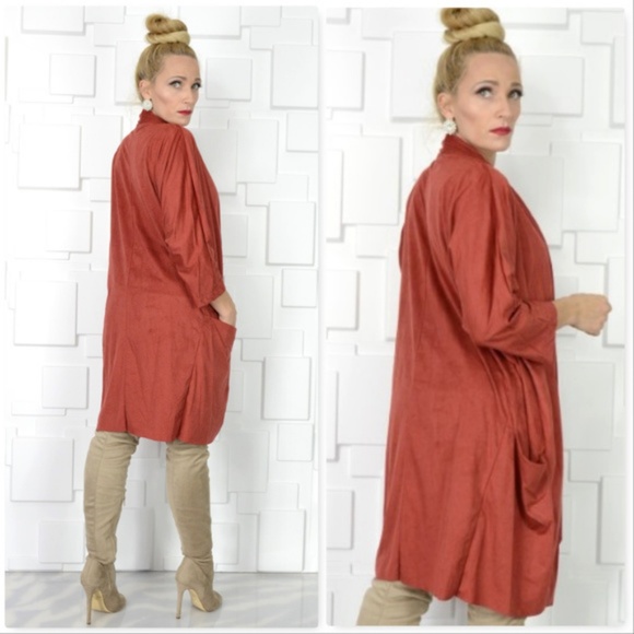 FAUX SUEDE CARDIGAN - Picture 2 of 3